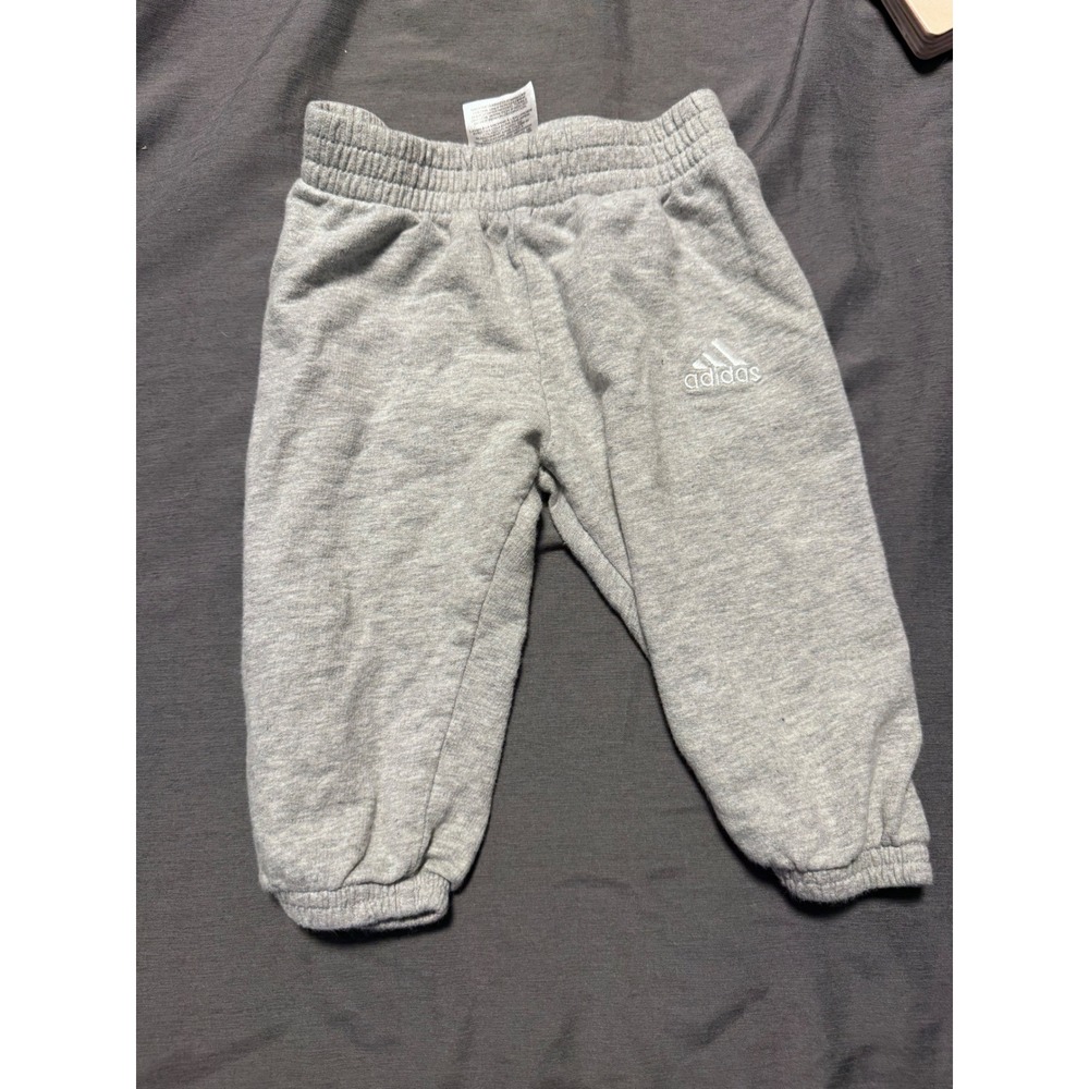 Adidas Baby Joggers Gray Cotton Sweatpants 6M Elastic Waist Logo Pants